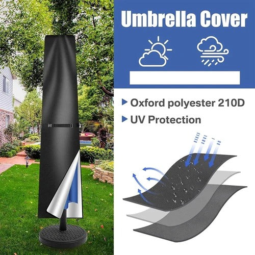 Outdoor Cantilever Umbrella Cover with Zipper and Telescopic Rod