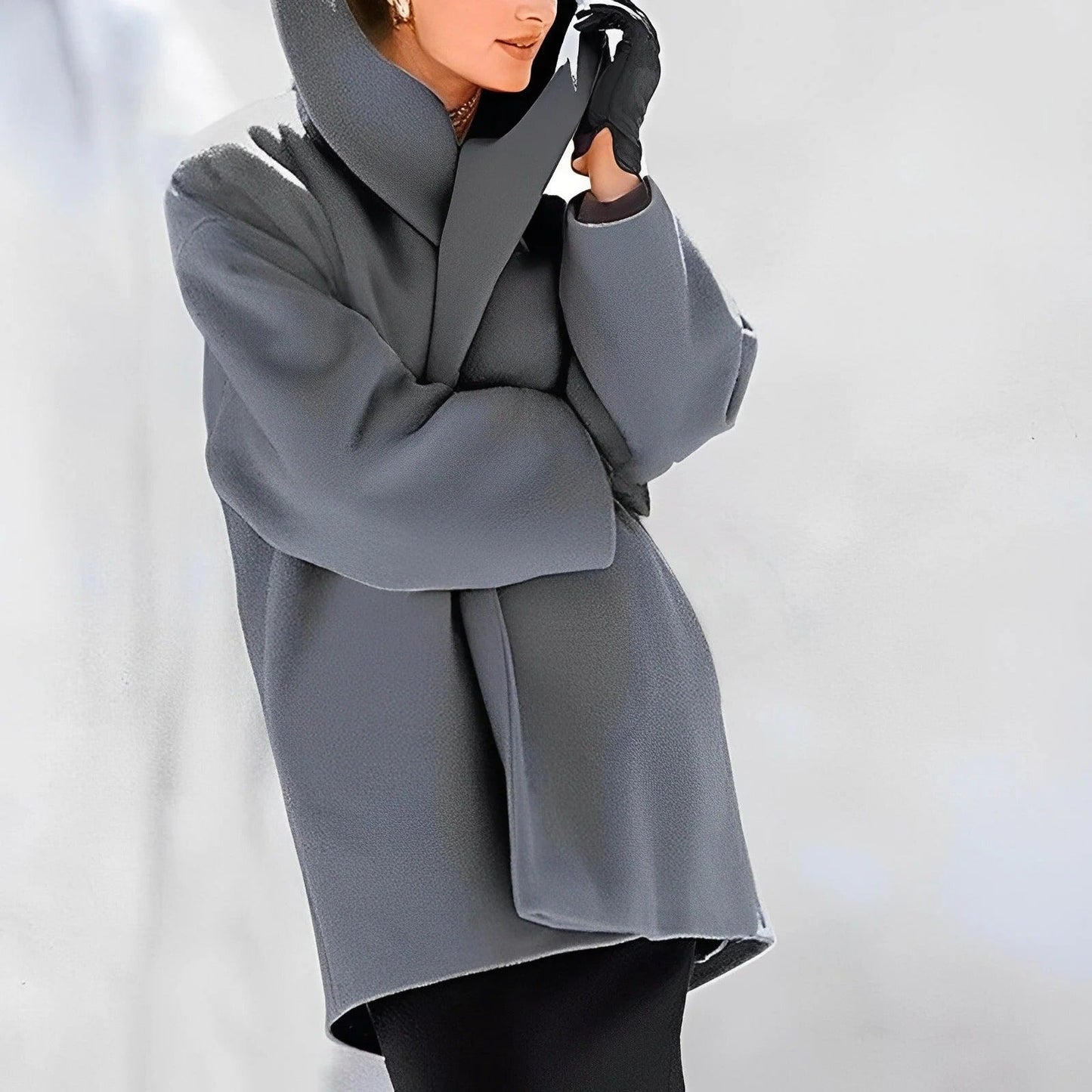 Chic Wool-Blend Overcoat with Adjustable Belt and Stylish Pockets