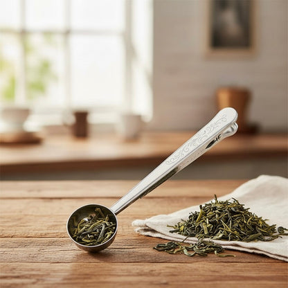 Dual-Function Tea Measure and Clip for Freshness