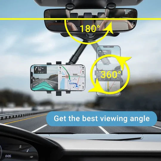 Versatile Rearview Mirror Smartphone Mount with Adjustable Features