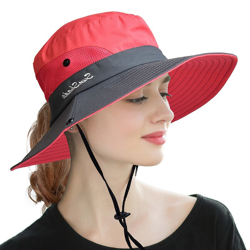 Adjustable Drawstring Sun Hat for Women – Foldable UV Protection Beach Cap