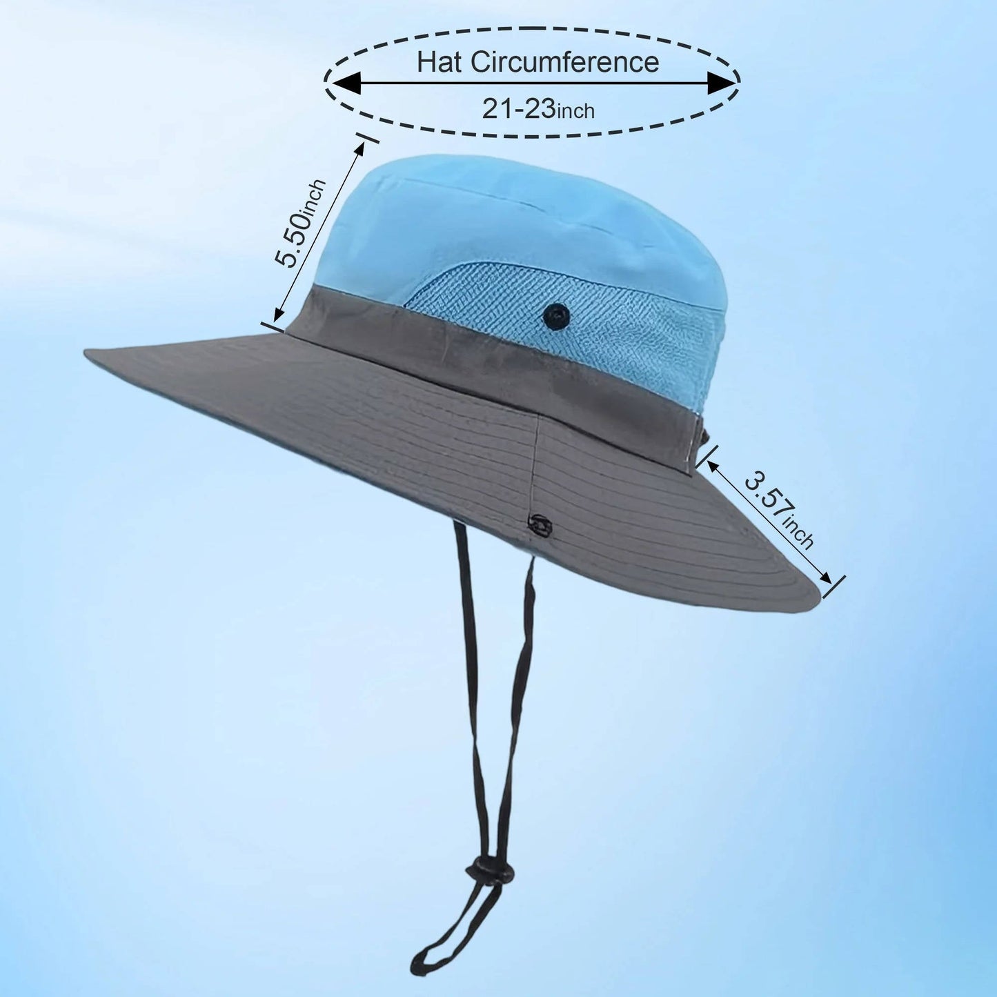 Packable Bucket Hat with UV Protection for Men and Women, Adjustable Chin Strap and Ponytail Opening for Outdoor Activities