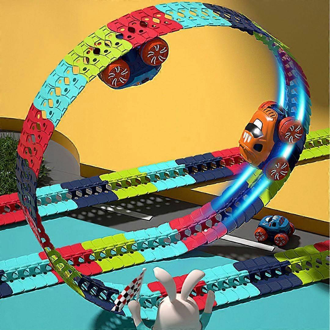 Illuminated Race Track Set for Kids with Flexible Design & Stable Car