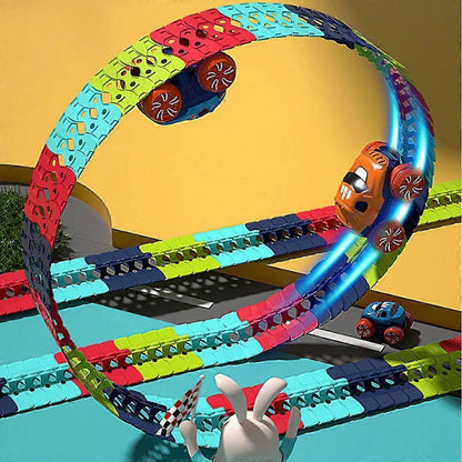 Illuminated Race Track Set for Kids with Flexible Design & Stable Car