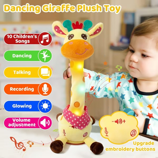 Cuddly Musical Giraffe with Voice Replay, 12in Rechargeable
