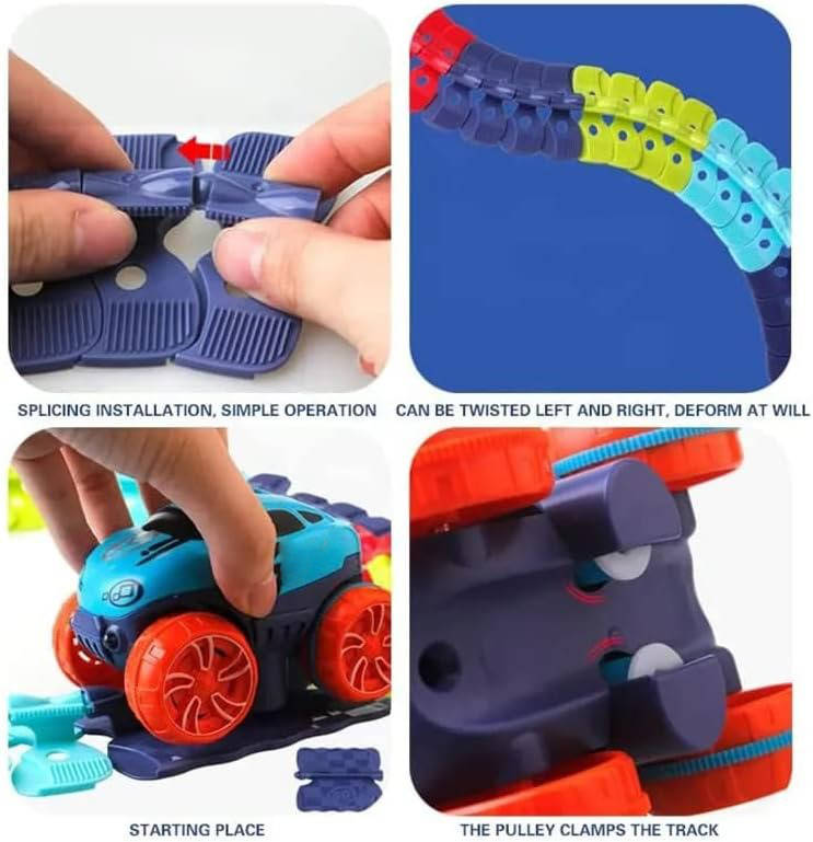 Illuminated Race Track Set for Kids with Flexible Design & Stable Car