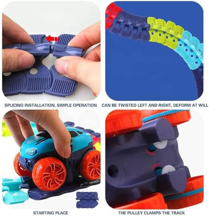 Illuminated Race Track Set for Kids with Flexible Design & Stable Car