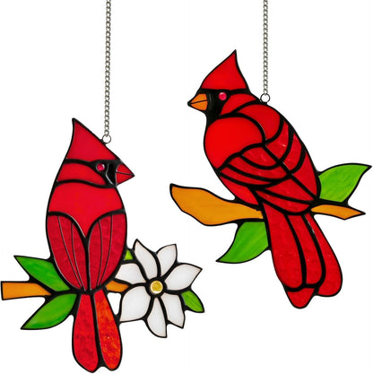 Elegant Hummingbird Glass Art - 2 Piece Window Decor