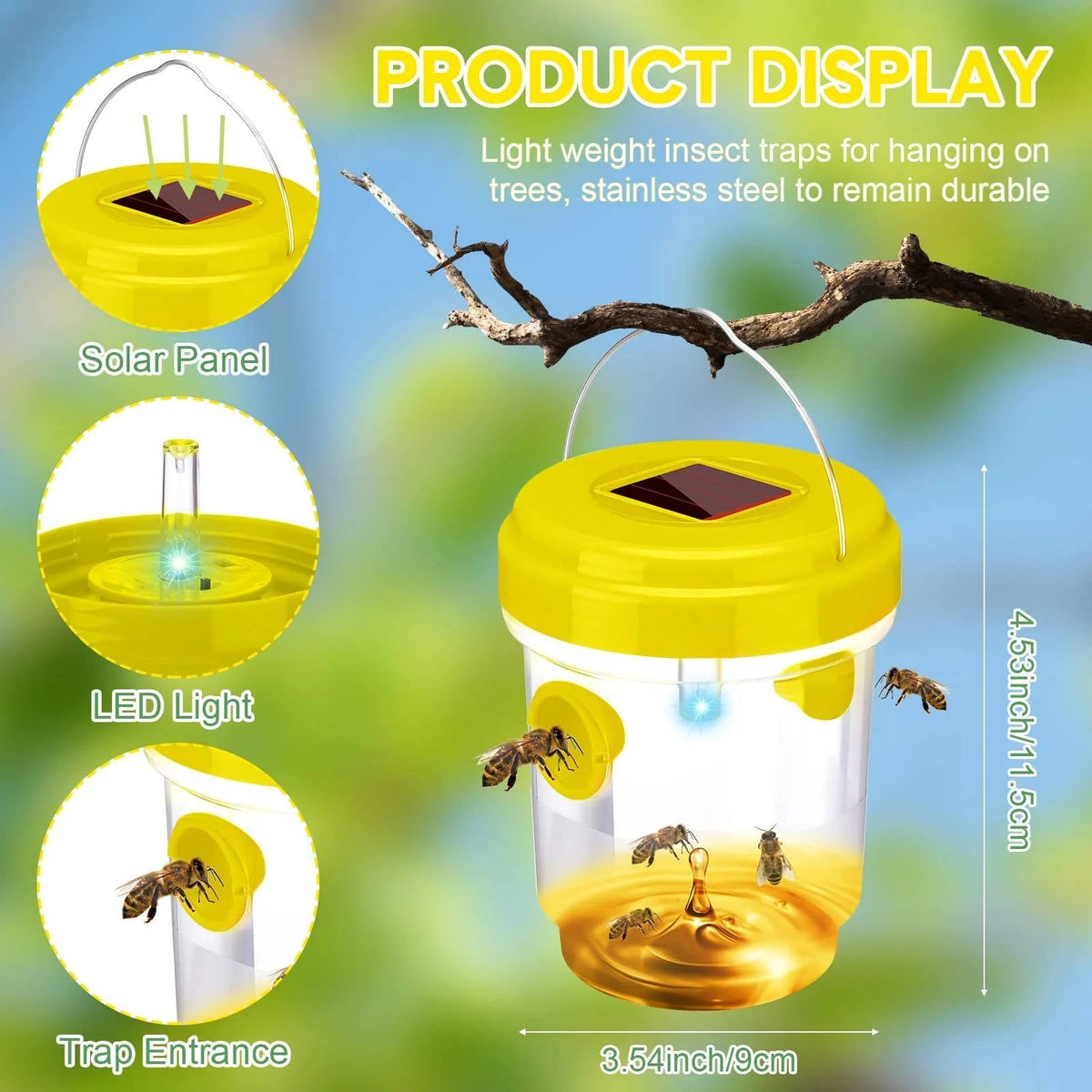6-Pack Eco-Friendly Insect Trap with Solar UV Light