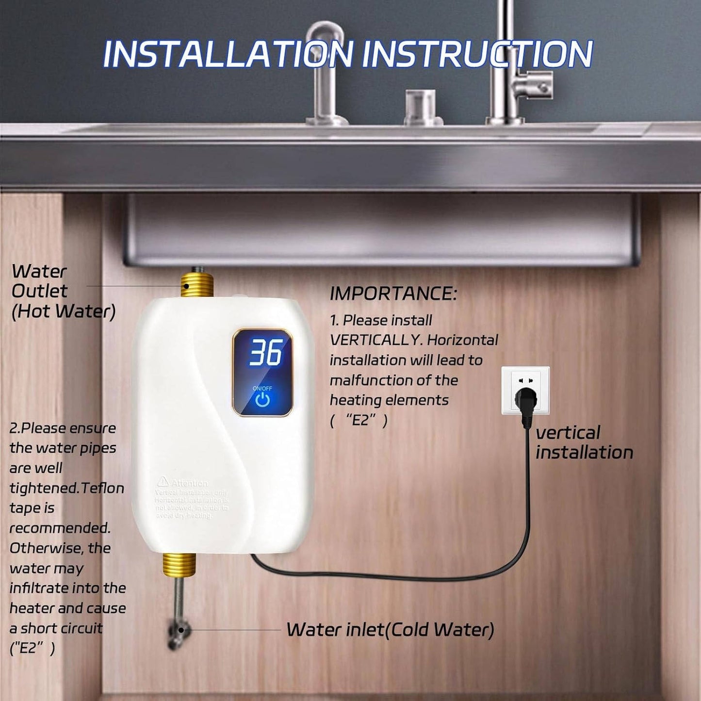 Instant Hot Water Solution: 3000W Electric Water Heater