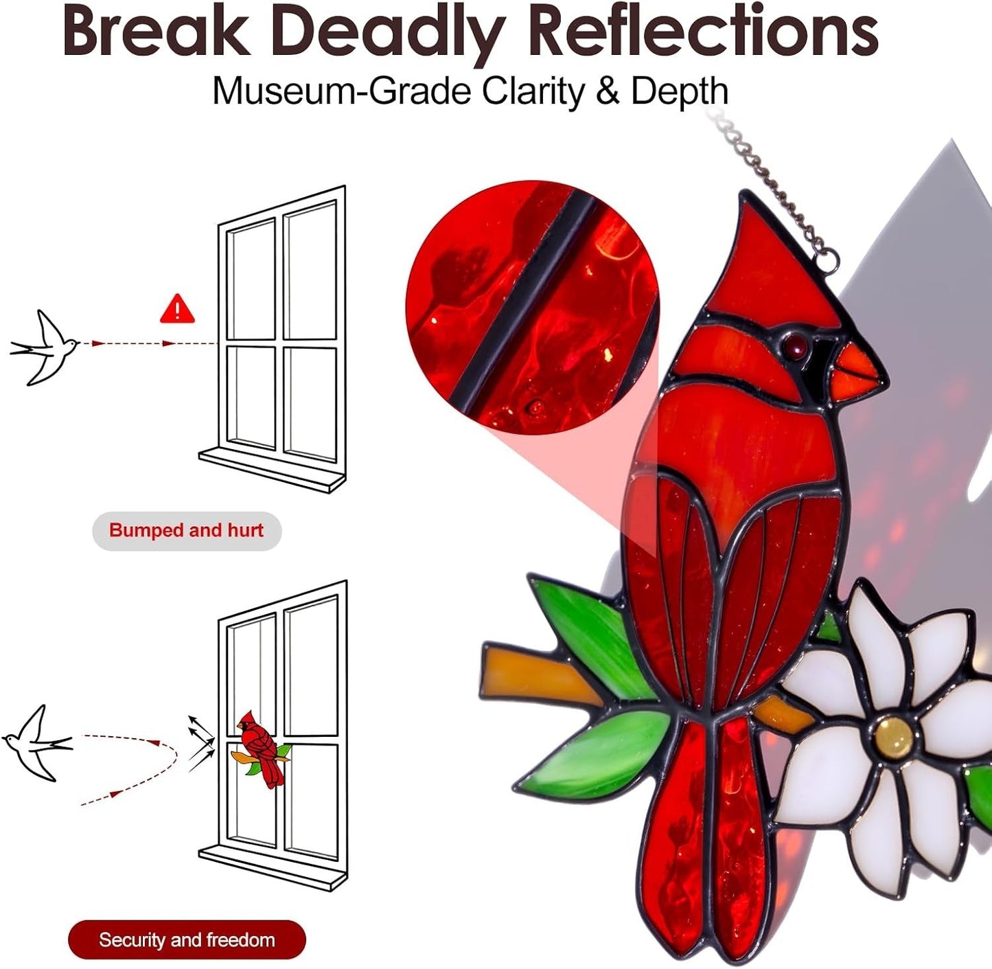 Elegant Hummingbird Glass Art - 2 Piece Window Decor