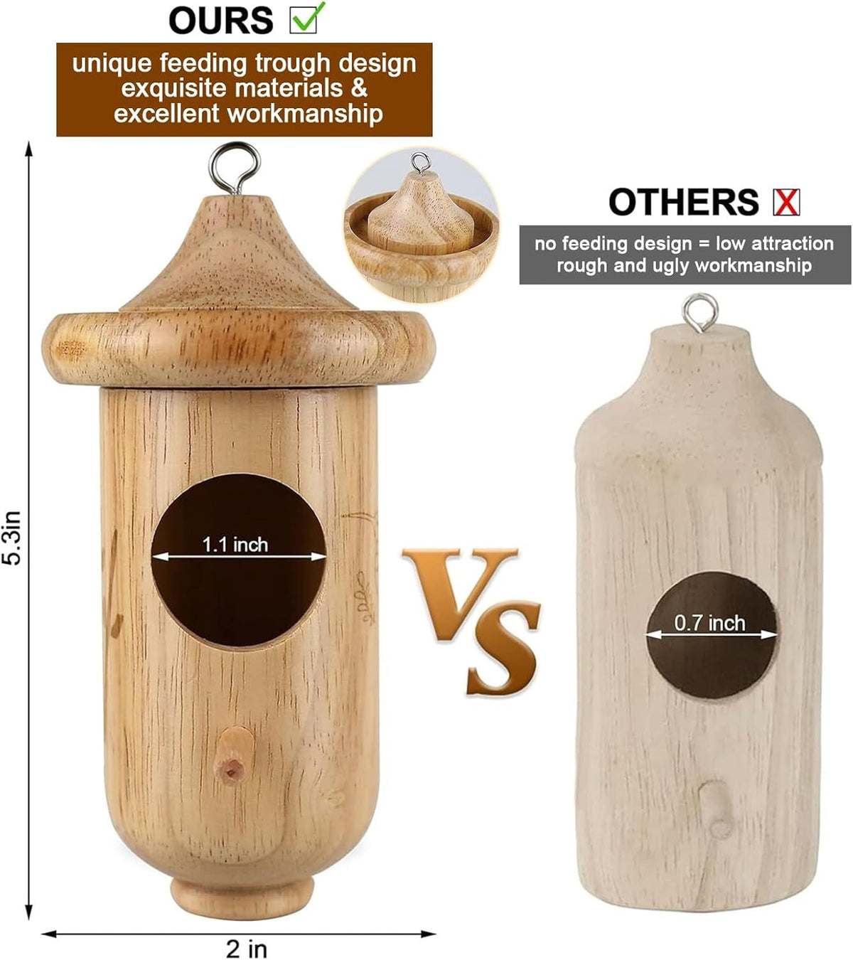 Outdoor Bird Haven 3-Pack with Integrated Feeder for Hummingbirds