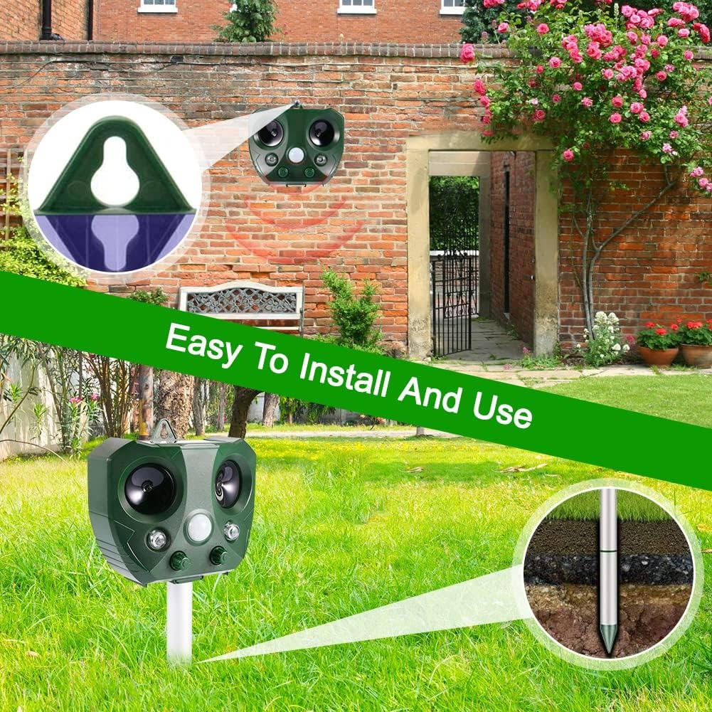 Ultrasonic Pest Repeller with Dual Speakers and LED Flash, 30ft Range