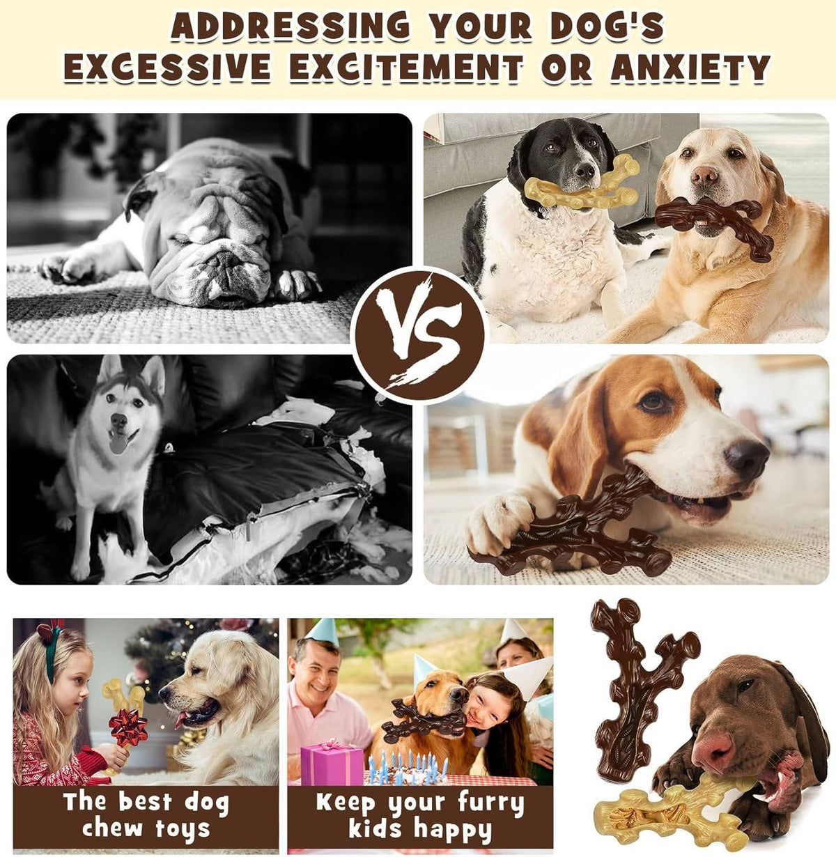 Dual Pack of Tough Dog Chew Toys for Heavy Chewers - Perfect for Medium to Large Breeds