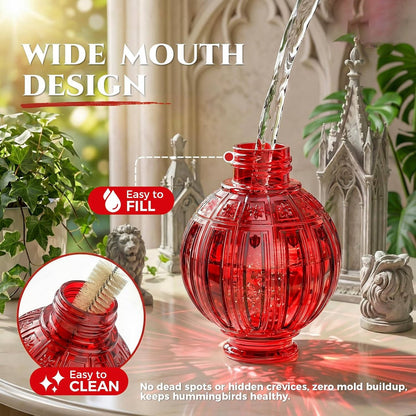 Elegant Glass Nectar Feeder with Five Metal Flower Ports