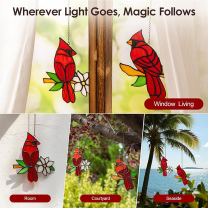 Elegant Hummingbird Glass Art - 2 Piece Window Decor