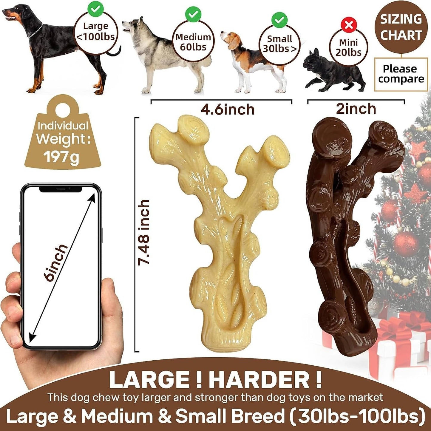 Dual Pack of Tough Dog Chew Toys for Heavy Chewers - Perfect for Medium to Large Breeds