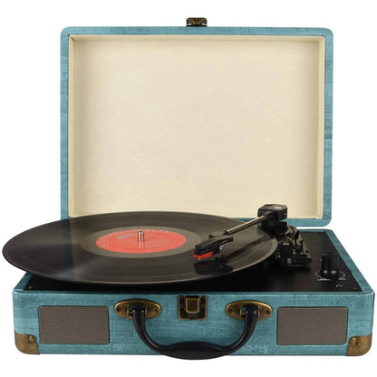 Retro Bluetooth Turntable with Built-In Speakers - 3 Speed