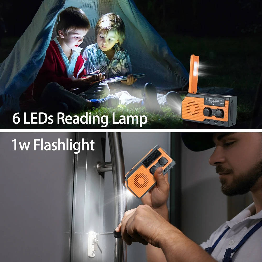 Solar Hand Crank Emergency Radio with 5000mAh Power Bank and Weather Band