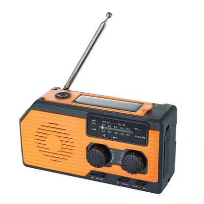 All-Weather Emergency Radio with Solar and Crank Power, 5000mAh Backup Battery