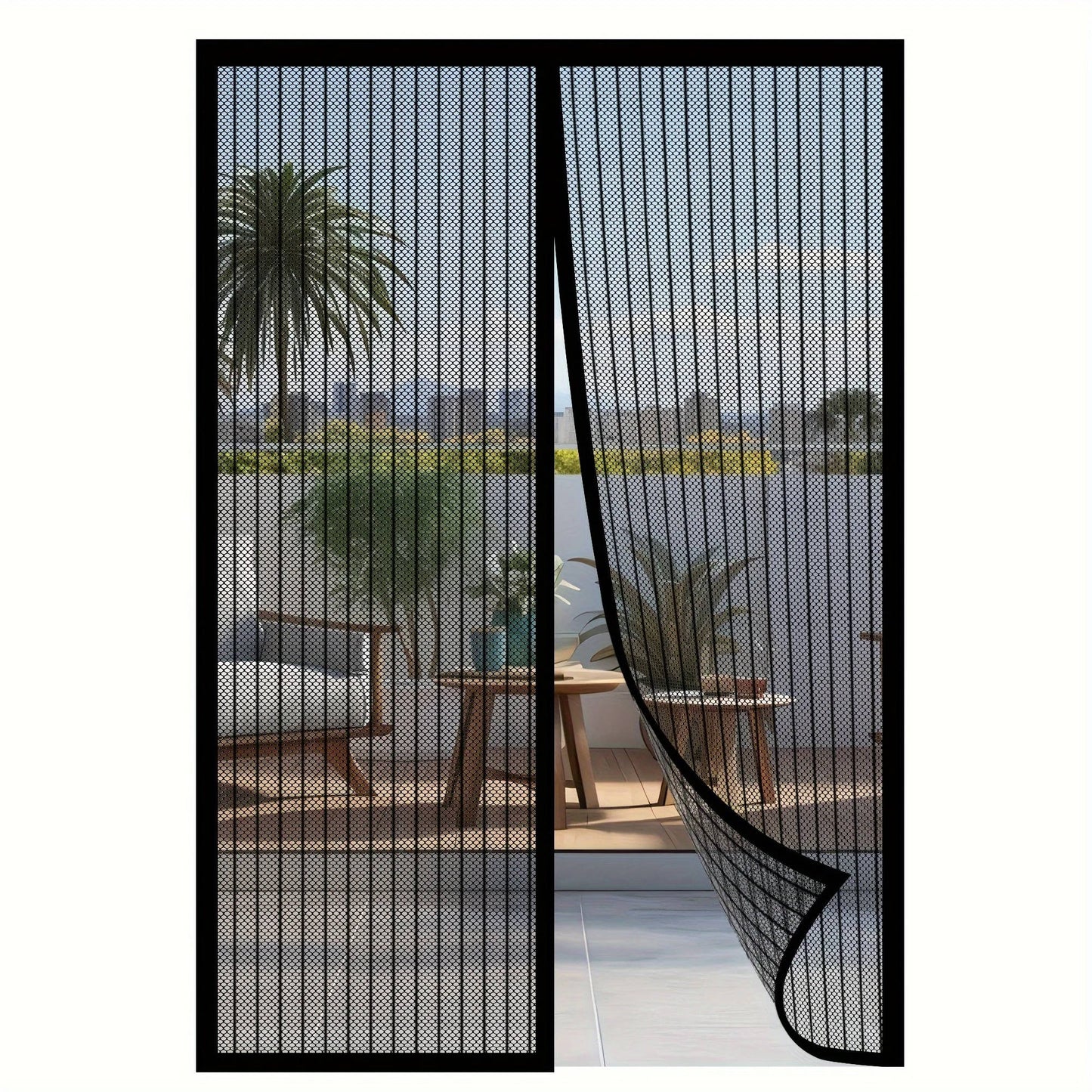 Insect-Proof Magnetic Door Screen with Auto-Close Feature