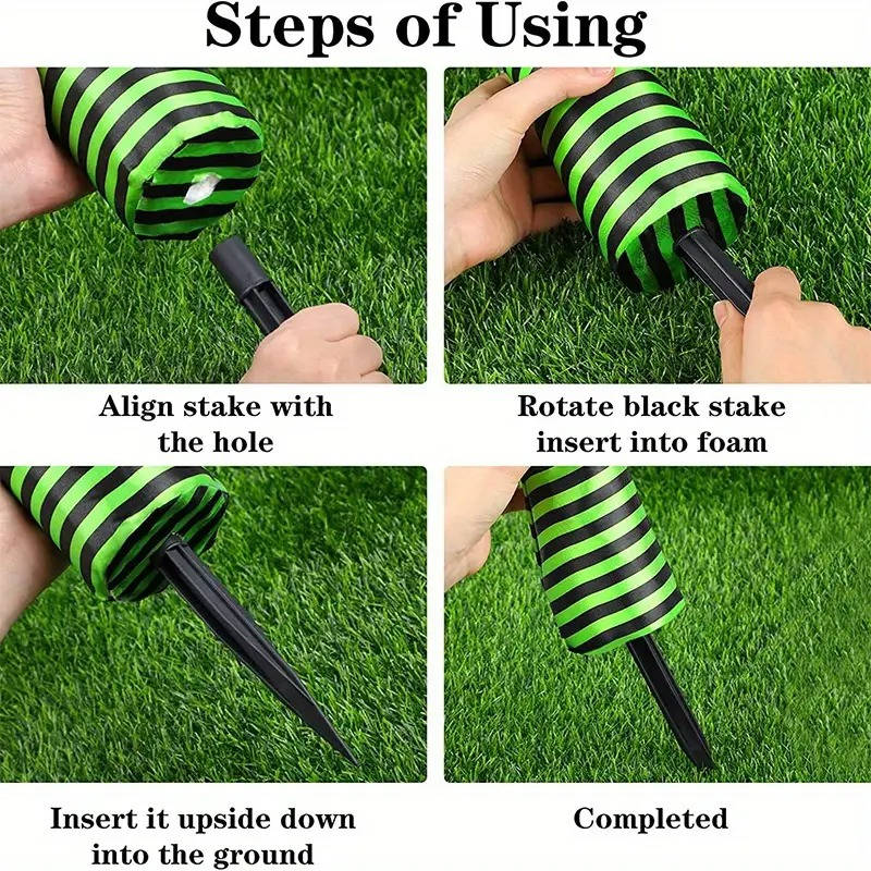 Crashed Witch Yard Stake with Striped Stockings for Halloween Decor