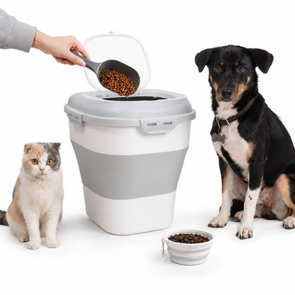 Compact Pet Food Storage Solution with Wheels & Airtight Seal