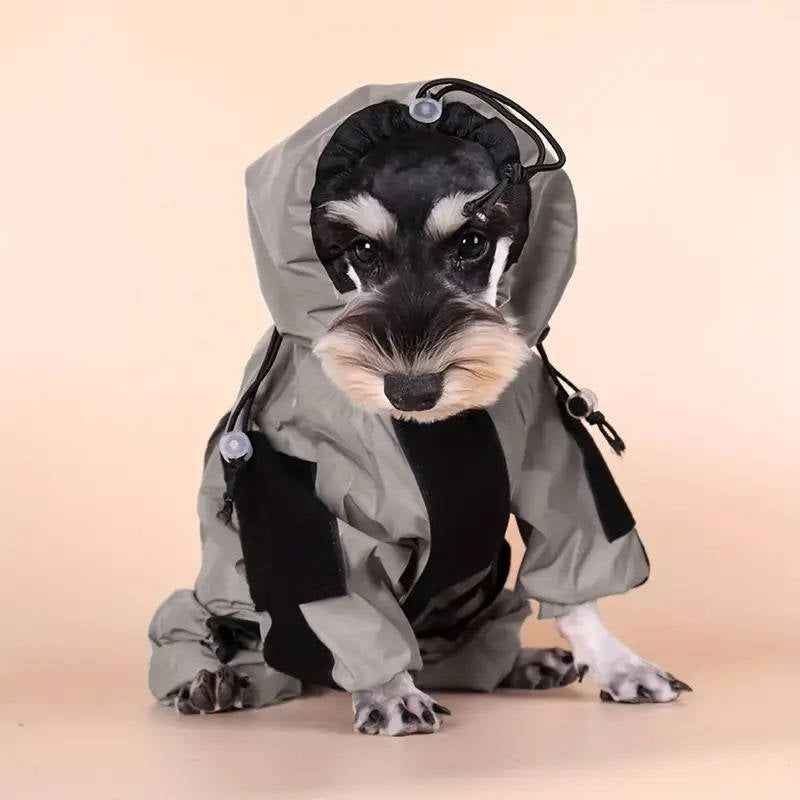 Reflective Waterproof Dog Rain Jacket with Hood and Treat Pocket, M to 5XL