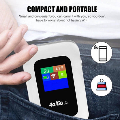 Portable 5G WiFi Hub with LCD Display and Long Battery Life