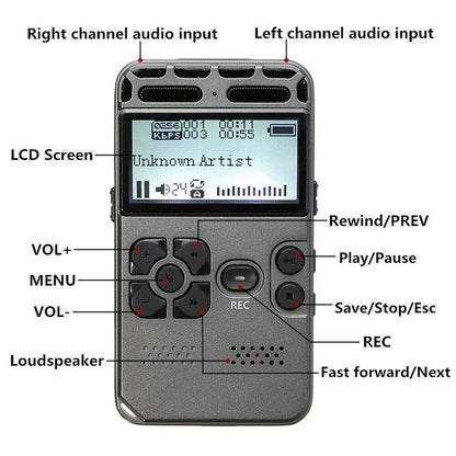 64GB Smart Digital Voice Recorder with MP3 Playback