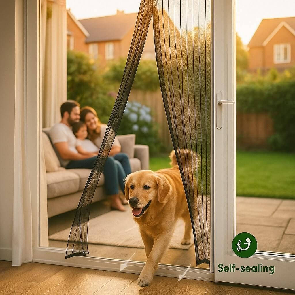 Insect-Proof Magnetic Door Screen with Auto-Close Feature