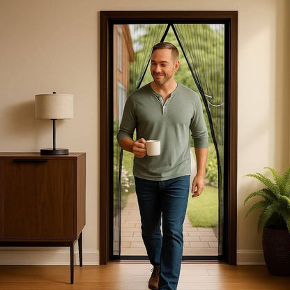 Insect-Proof Magnetic Door Screen with Auto-Close Feature