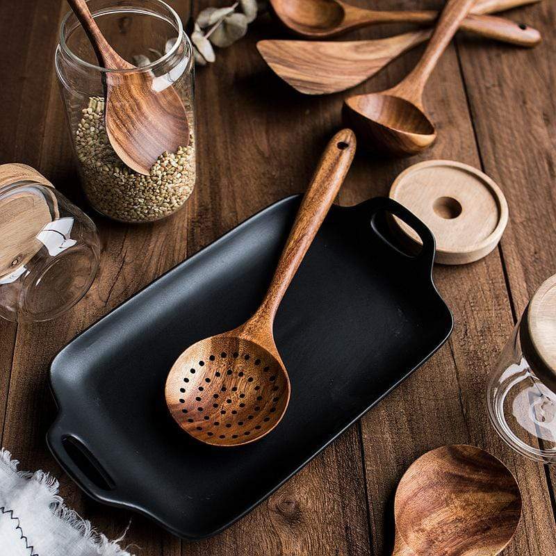 Cooking Utensil Set with 7 Wooden Tools