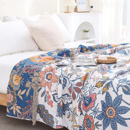 Bohemian Style Throw Blanket with Rustic Design