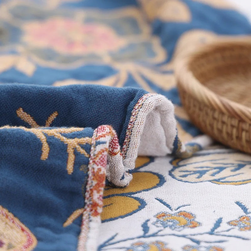 Bohemian Style Throw Blanket with Rustic Design