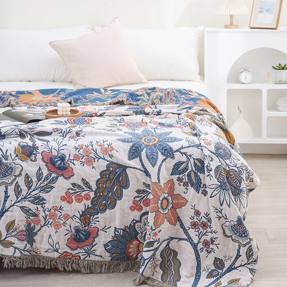Bohemian Style Throw Blanket with Rustic Design