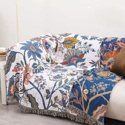 Bohemian Style Throw Blanket with Rustic Design