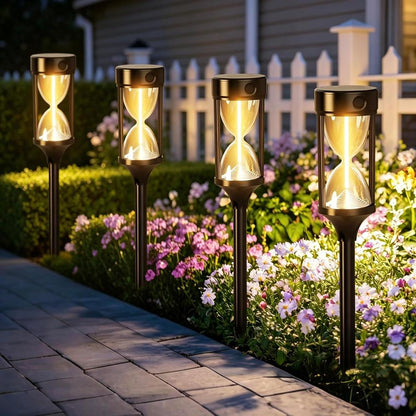Hourglass-Shaped Solar Lights for Garden Pathways