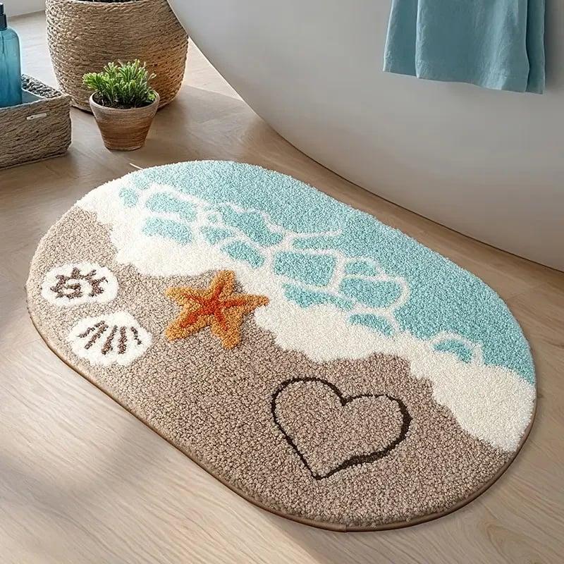 Ocean-Themed Soft Microfiber Bathroom Mat