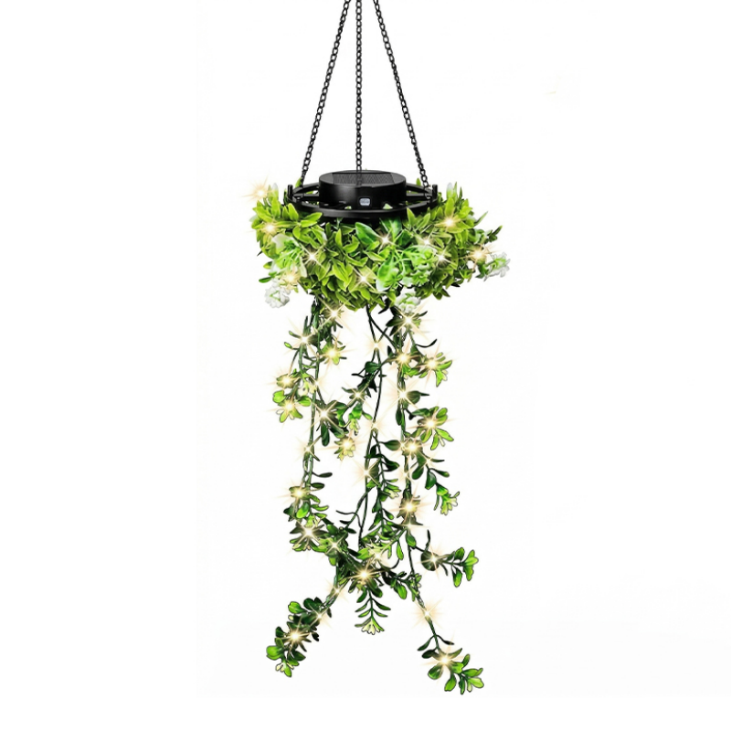 Solar Hanging Lantern with Ivy Design – 8 Lighting Options