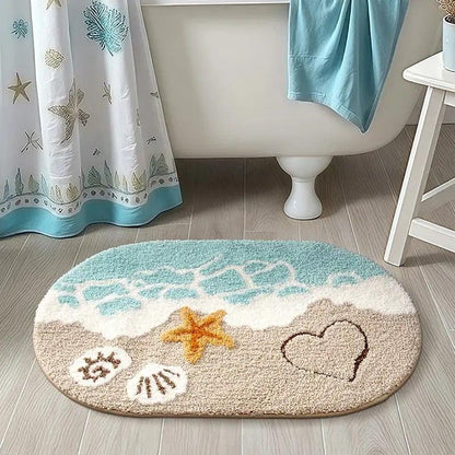 Ocean-Themed Soft Microfiber Bathroom Mat