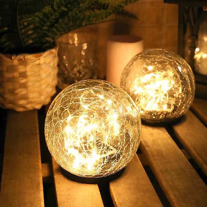 Solar-Powered Garden Globe Lights with Crackle Glass Design