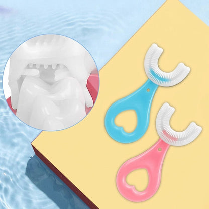 Kids 2-Pack U-Shaped Toothbrush with 360° Cleaning Design