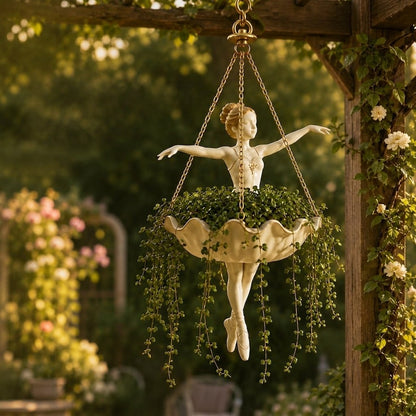 Garden Sculpture of a Ballerina Planter for Hanging Display