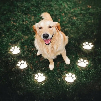 3-Pack Solar Garden Lights with Paw Print Design