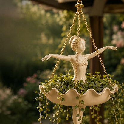 Garden Sculpture of a Ballerina Planter for Hanging Display