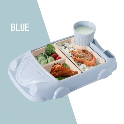 Kids Plate Set Featuring Car Design with Matching Cup