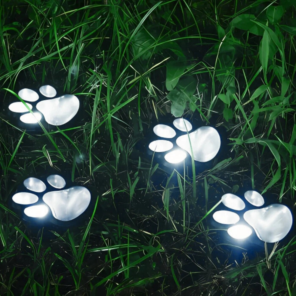 3-Pack Solar Garden Lights with Paw Print Design