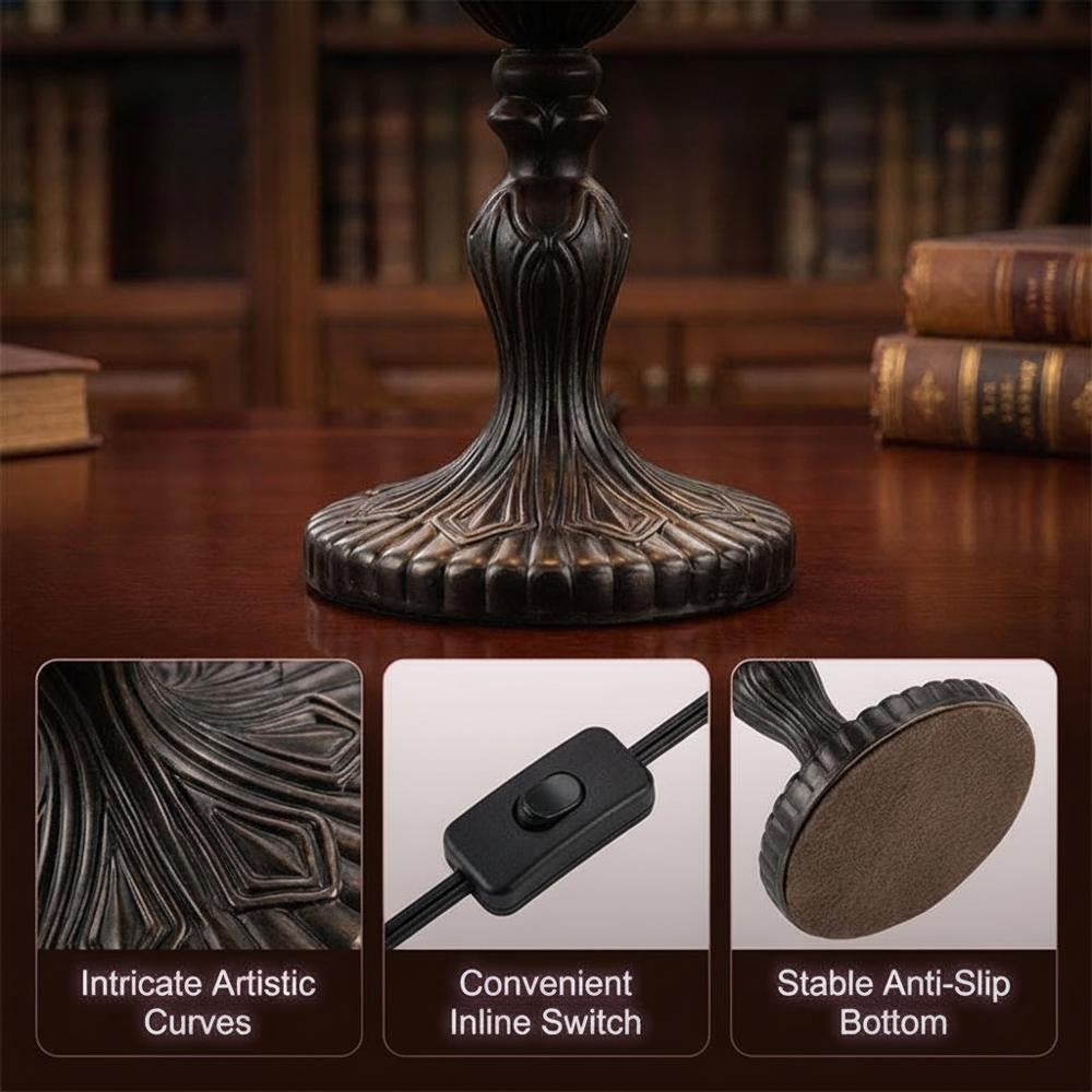 Witch Hat Design Table Lamp with Stained Glass