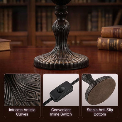 Witch Hat Design Table Lamp with Stained Glass